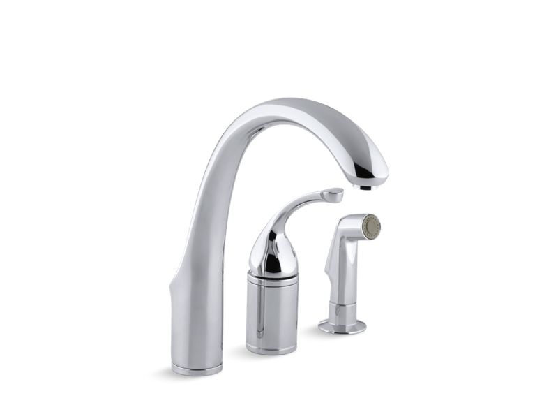 KOHLER K-10430-CP Forte 3-hole remote valve kitchen sink faucet with 9" spout with matching finish sidespray