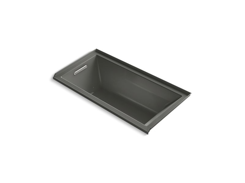 KOHLER K-1167-GHVL-58 Underscore 60" X 30" Alcove Vibracoustic Bath With Heated Bubblemassage, Left Drain In Thunder Grey