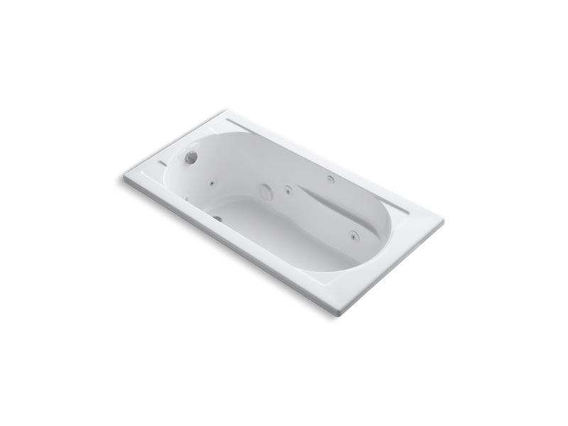 KOHLER K-1357-W1-0 Devonshire 60" x 32" drop-in whirlpool bath end drain and Bask heated surface