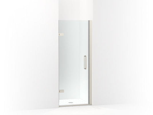 KOHLER K-27576-10L-BNK Anodized Brushed Nickel Composed Frameless pivot shower door, 71-5/8" H x 27-5/8 - 28-3/8" W, with 3/8" thick Crystal Clear glass