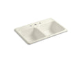 KOHLER K-5817-3-96 Delafield 33" x 22" x 8-1/2" top-mount double-equal kitchen sink with 3 faucet holes