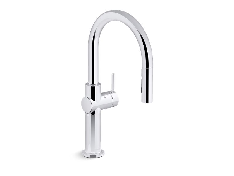 KOHLER K-22974-WB-CP Polished Chrome Crue Touchless pull-down kitchen sink faucet with KOHLER Konnect and three-function sprayhead