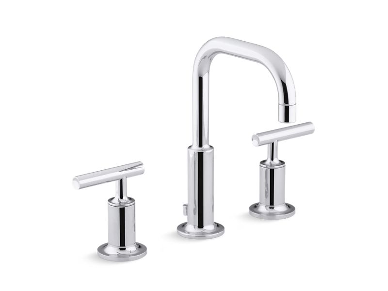 KOHLER K-14406-4-CP Polished Chrome Purist Widespread bathroom sink faucet with lever handles, 1.2 gpm