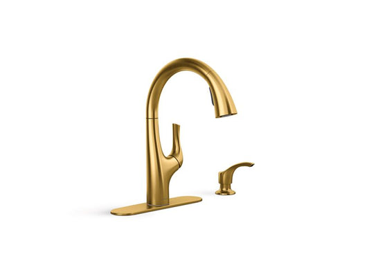 KOHLER K-R27141-SD-2MB Vibrant Brushed Moderne Brass Avi Pull-out single-handle kitchen sink faucet