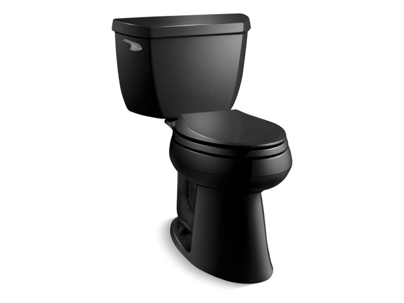 KOHLER K-3713-7 Black Black Highline Classic Two-piece elongated 1.28 gpf chair height toilet with 10" rough-in