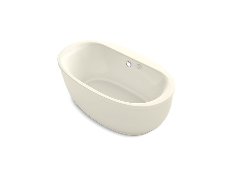 KOHLER K-1967-GHW-96 Sunstruck 65-1/2" x 35-1/2" freestanding Heated BubbleMassage air bath with Bask heated surface and fluted shroud