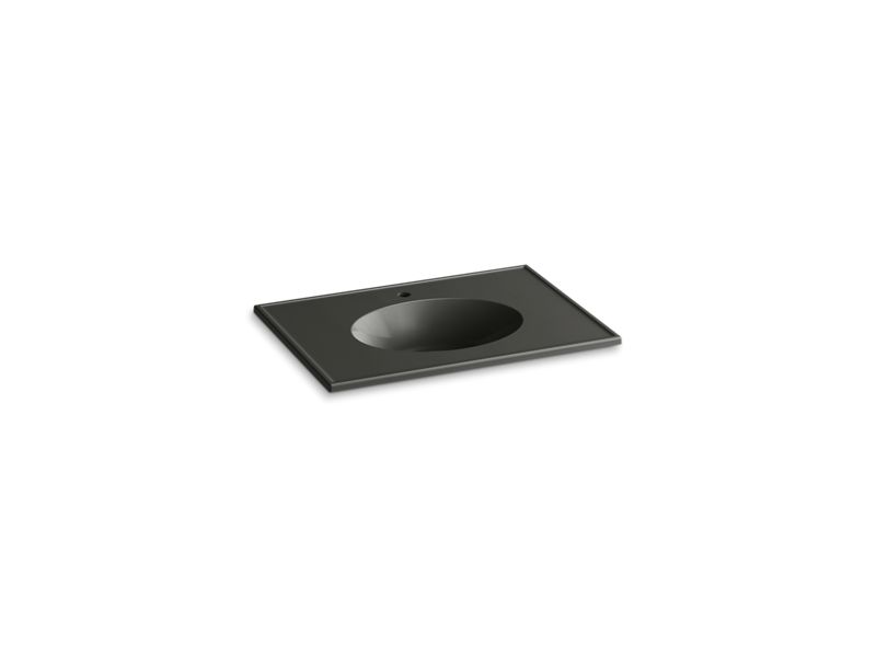 KOHLER K-2796-1-G88 Ceramic/Impressions 31" oval vanity-top bathroom sink with single faucet hole
