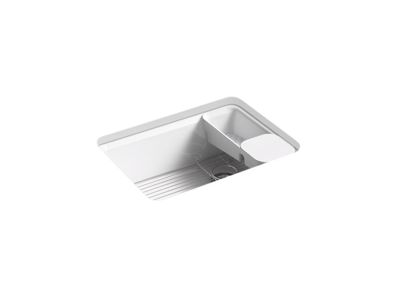 KOHLER K-8668-5UA2-0 White Riverby 27" undermount single-bowl workstation kitchen sink