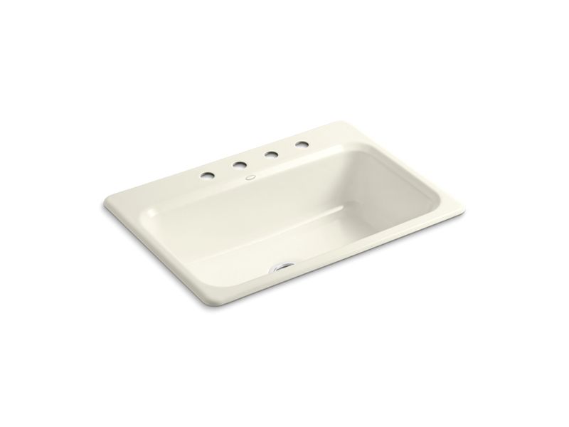 KOHLER K-5832-4-96 Bakersfield 31" x 22" x 8-5/8" top-mount single-bowl kitchen sink with 4 faucet holes