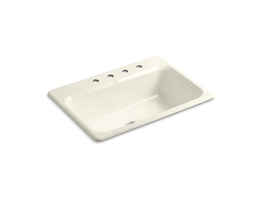 KOHLER K-5832-4-96 Bakersfield 31" x 22" x 8-5/8" top-mount single-bowl kitchen sink with 4 faucet holes
