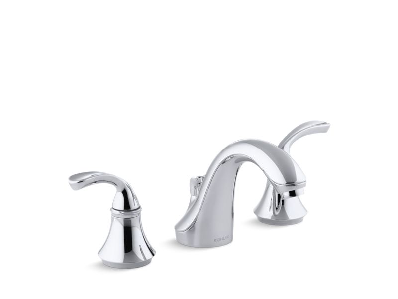 KOHLER K-10269-4-CP Forte Widespread Commercial Bathroom Sink Faucet With Sculpted Lever Handles, Metal Drain, Red/Blue Indexing And Vandal-Resistant Aerator In Polished Chrome