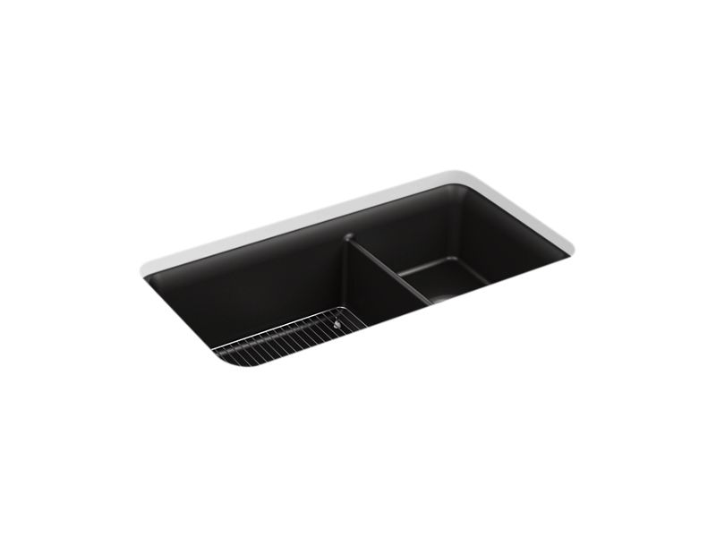KOHLER K-8204-CM1 Matte Black Cairn 33-1/2" undermount double-bowl kitchen sink