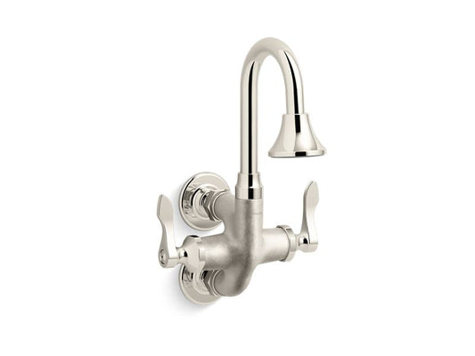 KOHLER K-730T70-4AR-SR Vibrant Bright Nickel Triton Bowe Cannock 12 gpm service sink faucet with 3-11/16" gooseneck spout and lever handles