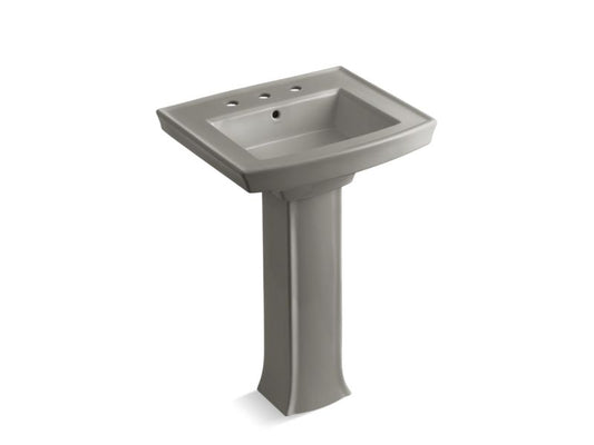 KOHLER K-2359-8-K4 Cashmere Archer Pedestal bathroom sink with 8" widespread faucet holes