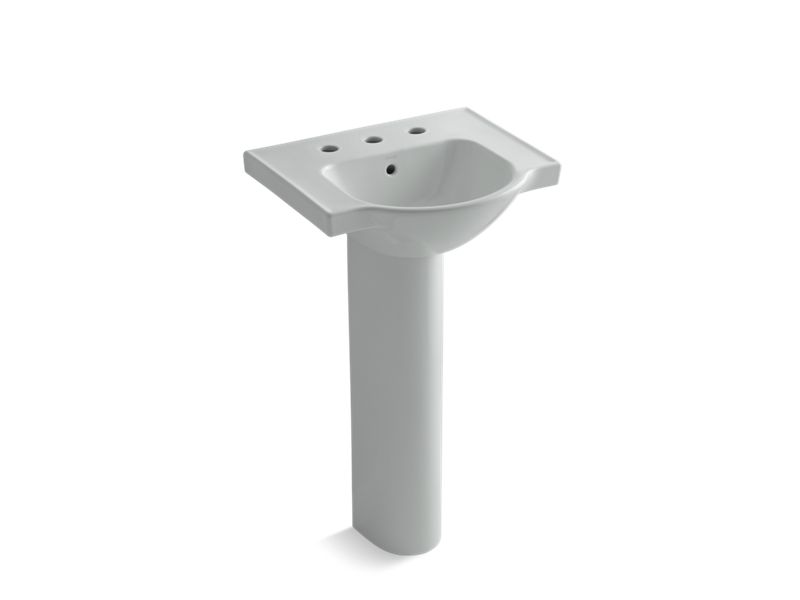 KOHLER Veer K-5265-8-95 Ice Grey 21" rectangular pedestal bathroom sink