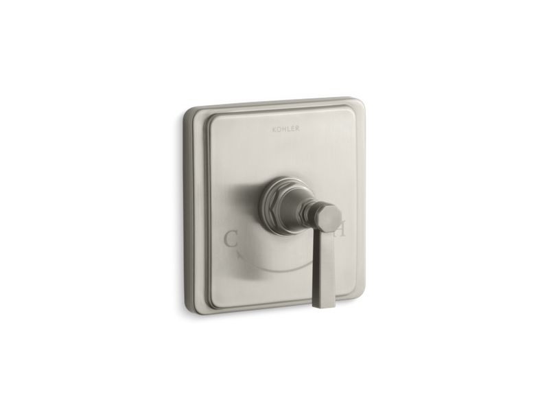 KOHLER K-T13173-4A-BN Vibrant Brushed Nickel Pinstripe Valve trim with Pure design lever handle for thermostatic valve, requires valve