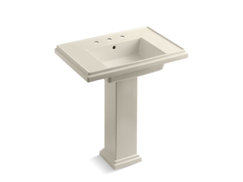 KOHLER K-2845-8-47 Tresham 30" pedestal bathroom sink with 8" widespread faucet holes