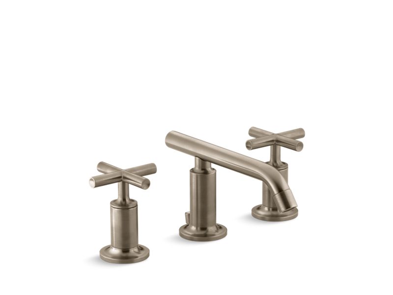 KOHLER K-14410-3-BV Vibrant Brushed Bronze Purist Widespread bathroom sink faucet with cross handles, 1.2 gpm