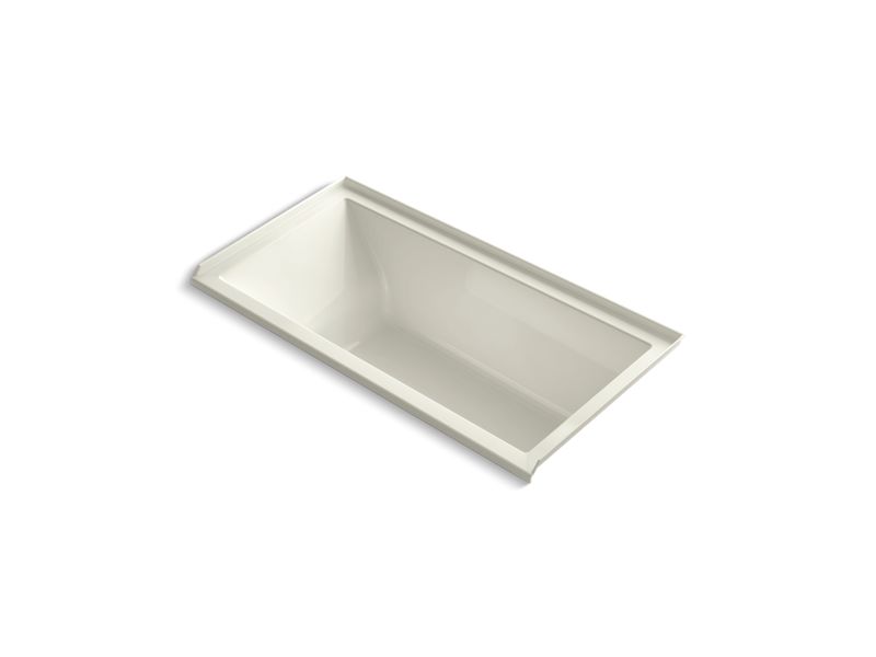 KOHLER K-1167-VBRW-96 Biscuit Underscore 60" x 30" drop-in VibrAcoustic bath with Bask heated surface, integral flange, and right-hand drain