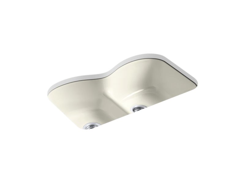 KOHLER K-6626-6U-96 Langlade 33" x 22" x 9-5/8" Smart Divide undermount double-equal kitchen sink with 6 oversize faucet holes