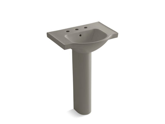 KOHLER K-5266-8-K4 Cashmere Veer 24" pedestal bathroom sink with 8" widespread faucet holes