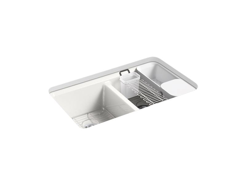KOHLER K-8679-5UA3-FF Sea Salt Riverby 33" undermount double-bowl workstation kitchen sink