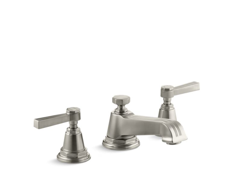 KOHLER K-13132-4B-BN Pinstripe Widespread bathroom sink faucet with lever handles