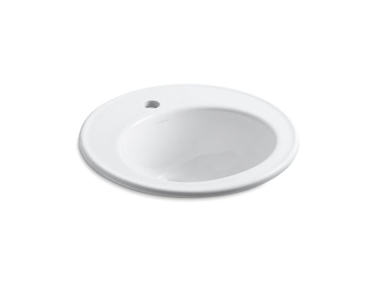 KOHLER K-2202-1-0 Brookline 19" diameter drop-in bathroom sink with single faucet hole