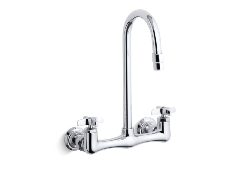 KOHLER K-7320-3-CP Triton double cross handle utility sink faucet with gooseneck spout