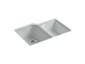 KOHLER K-5931-4U-95 Executive Chef 33" x 22" x 10-5/8" Undermount large/medium, high/low double-bowl kitchen sink with 4 oversize faucet holes