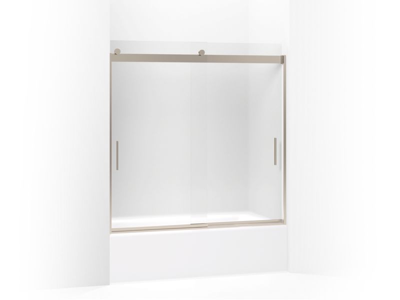 KOHLER K-706002-D3-ABV Anodized Brushed Bronze Levity Sliding bath door, 59-3/4" H x 56-5/8 - 59-5/8" W, with 1/4" thick Frosted glass