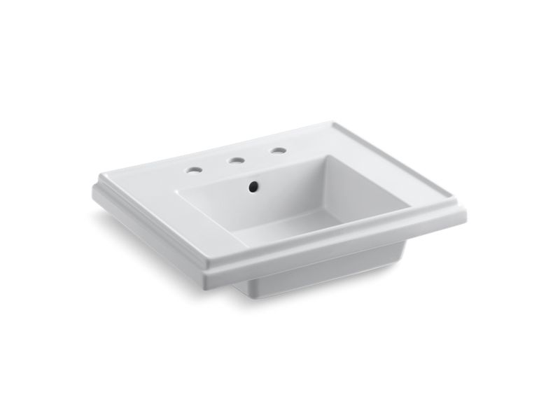 KOHLER K-2757-8-0 White Tresham 24" pedestal bathroom sink basin with 8" widespread faucet holes