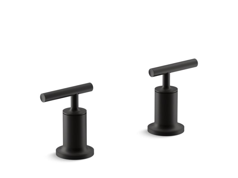 KOHLER K-T14429-4-BL Matte Black Purist Deck- or wall-mount bath faucet handle trim with lever design