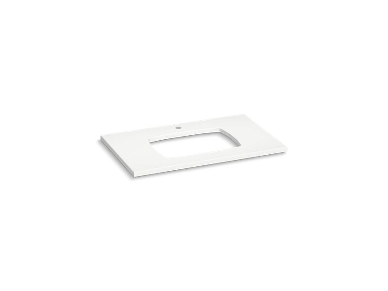 KOHLER K-28252-MMW Miami White Silestone 37" quartz vanity top with rectangular cutout for Carillon sink