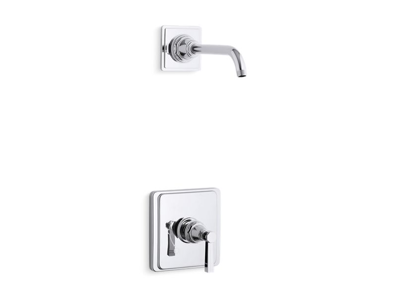 KOHLER K-TLS13134-4B-CP Pinstripe Rite-Temp shower trim set with lever handle, less showerhead
