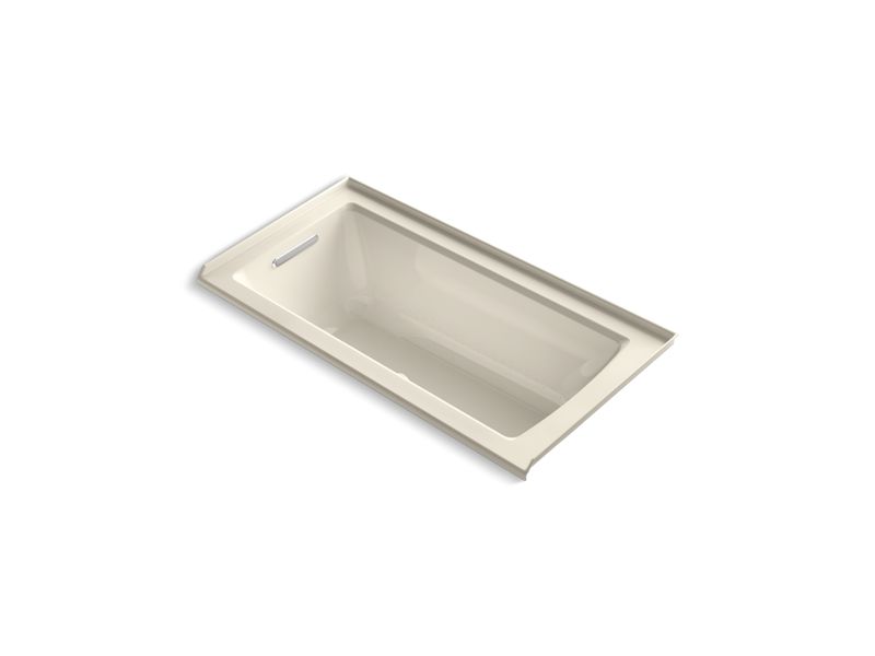 KOHLER K-1947-GHLF-47 Almond Archer 60" x 30" alcove Heated BubbleMassage air bath with left-hand drain