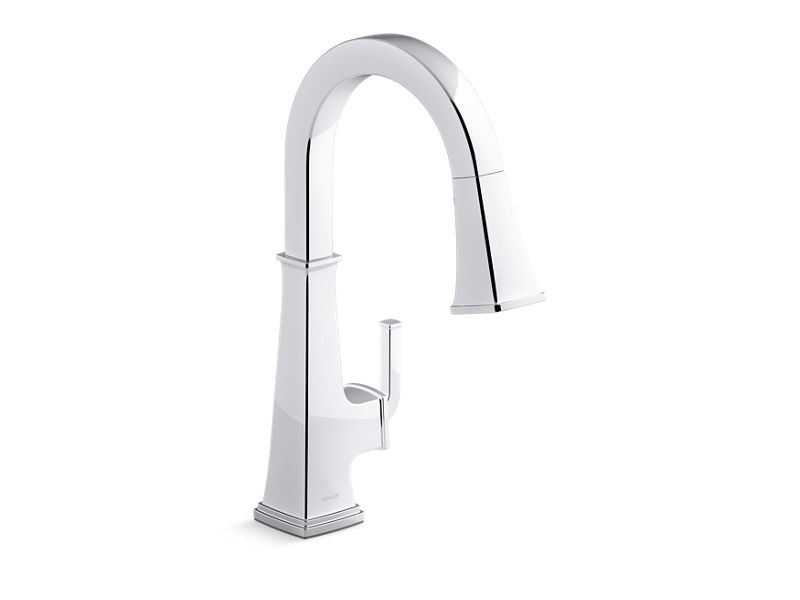 KOHLER K-23830-CP Polished Chrome Riff Pull-down kitchen sink faucet with three-function sprayhead
