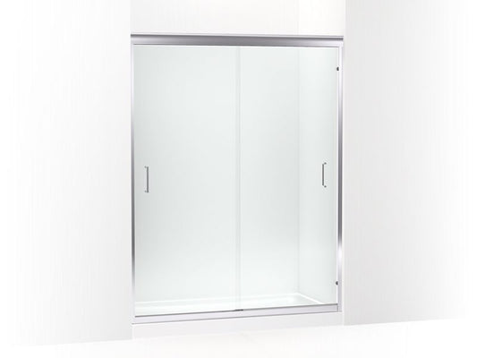 KOHLER K-702220-6L-SHP Bright Polished Silver Fluence 54-5/8" - 59-5/8" W x 75-23/32" H sliding shower door with 1/4" thick Crystal Clear glass