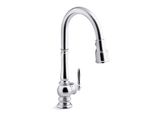 KOHLER K-29709-WB-CP Polished Chrome Artifacts Touchless pull-down kitchen sink faucet with KOHLER Konnect and three-function sprayhead
