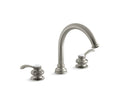KOHLER K-T12885-4-BN Fairfax Deck-mount bath faucet trim with lever handles and traditional 8-7/8" non-diverter slip-fit spout, valve not included
