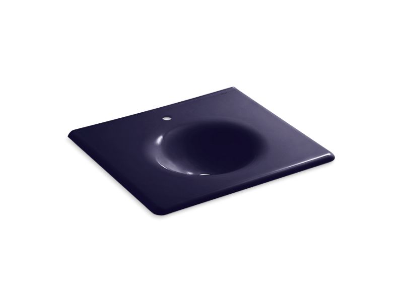 KOHLER K-3048-1-DGB Indigo Blue Iron/Impressions 25" Enameled cast iron vanity top with integrated round sink