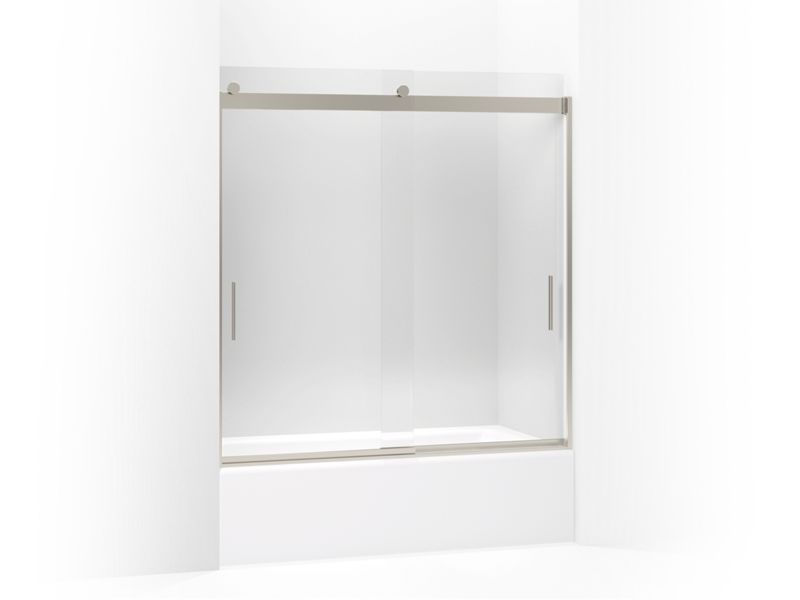 KOHLER K-706003-L-NX Levity Sliding bath door, 62" H x 56-5/8 - 59-5/8" W, with 3/8" thick Crystal Clear glass