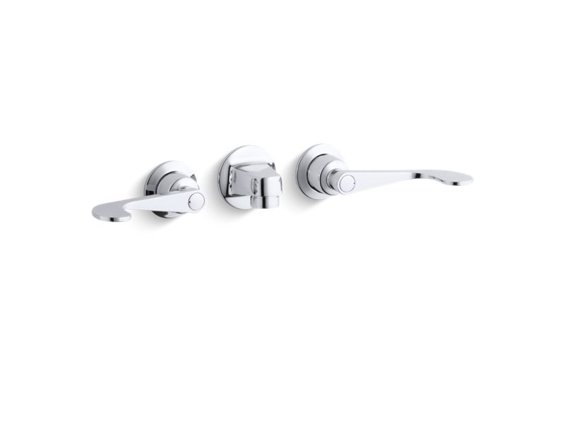 KOHLER K-8046-5A-CP Triton Shelf-back commercial bathroom sink faucet with grid drain and wristblade lever handles