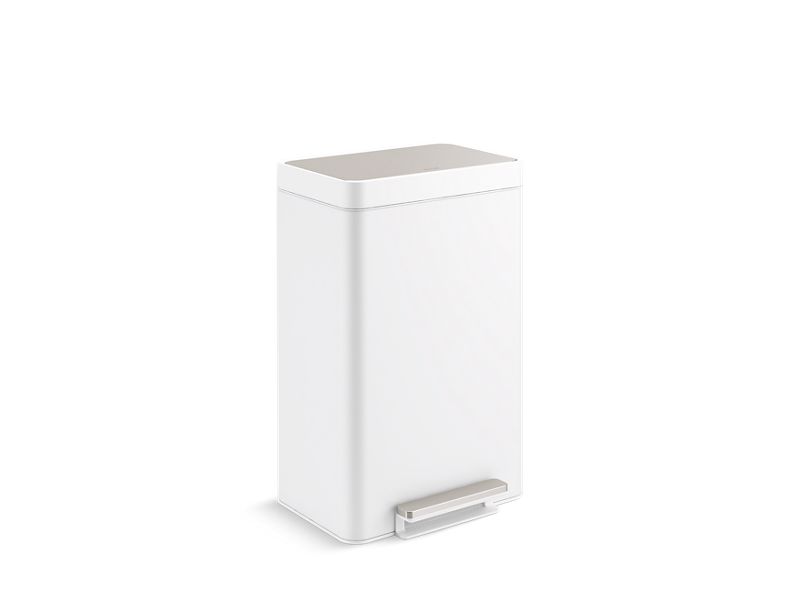 KOHLER K-20940-STW Stainless and White 13-gallon stainless steel step trash can
