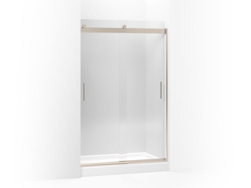 KOHLER K-706010-L-ABV Levity Sliding shower door, 74" H x 44-5/8 - 47-5/8" W, with 3/8" thick Crystal Clear glass and blade handles