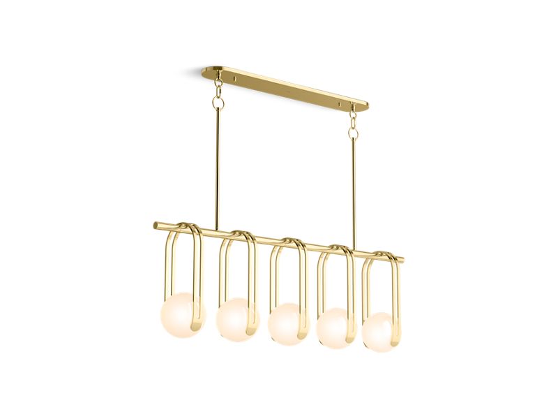 KOHLER K-32380-CH05-2PL Kraga 45" five-light linear chandelier in Polished Brass