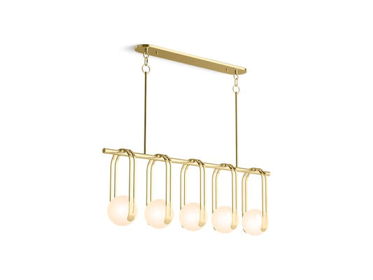 KOHLER K-32380-CH05-2PL Kraga 45" five-light linear chandelier in Polished Brass