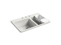 KOHLER K-8669-3A2-FF Riverby 33" Top-Mount Double-Bowl Workstation Kitchen Sink In Sea Salt