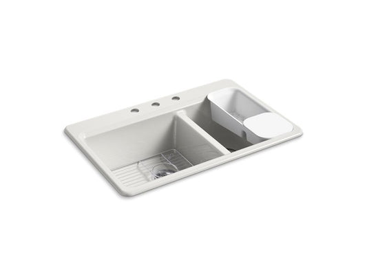 KOHLER K-8669-3A2-FF Riverby 33" Top-Mount Double-Bowl Workstation Kitchen Sink In Sea Salt