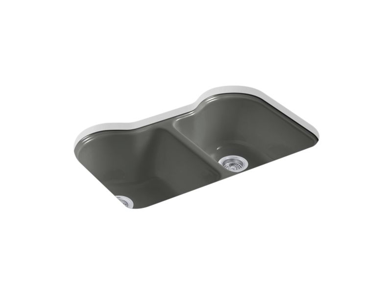 KOHLER K-5818-5U-58 Hartland 33" x 22" x 9-5/8" Undermount double-equal kitchen sink with 5 faucet holes